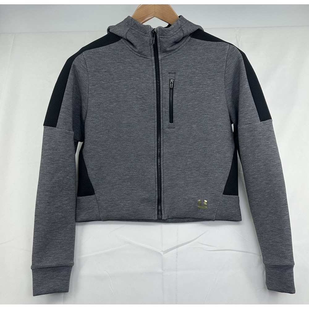 UNDER ARMOUR Women's Jacket Sweatshirt Hoodie Fitted 1314255 Gray Black M